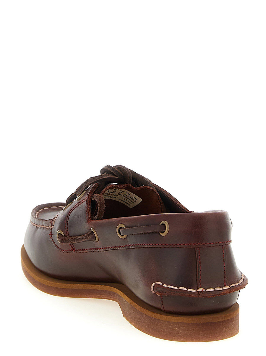 Timberland Classic Boat Shoe Premium Bordeaux Leather Unisex Moccasins With EVA Insole And Grooved Rubber Sole