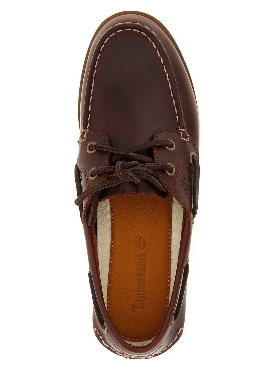 Timberland Classic Boat Shoe Premium Bordeaux Leather Unisex Moccasins With EVA Insole And Grooved Rubber Sole