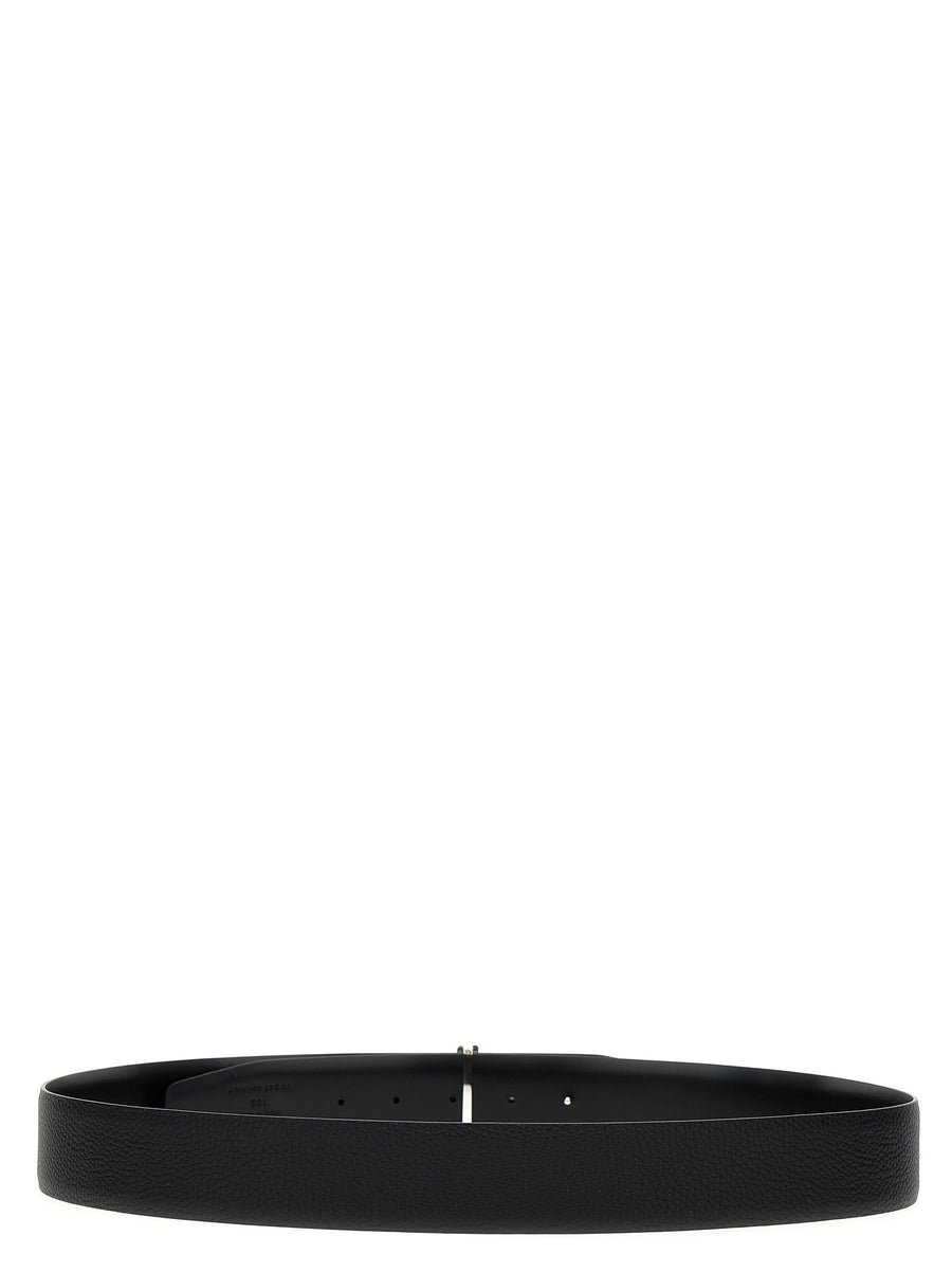 Tom Ford Logo Leather Belt For Men Two Textures Calf Leather With Silver Buckle For Formal And Casual Wear