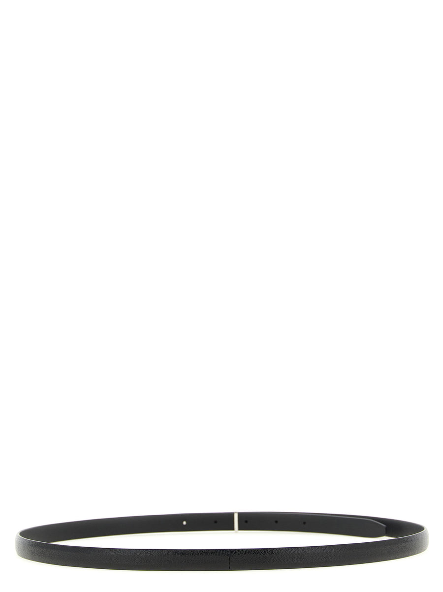 Tom Ford Icon Belt For Men Black Goat Leather Thin T Buckle Palladium Finish