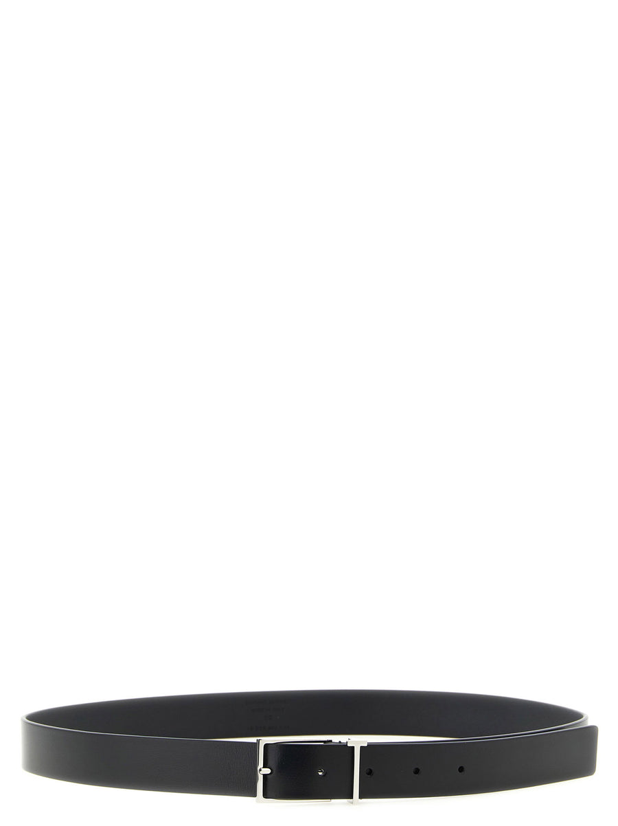 Tom Ford Calfskin Leather Belt Black With Palladium T Buckle For Men