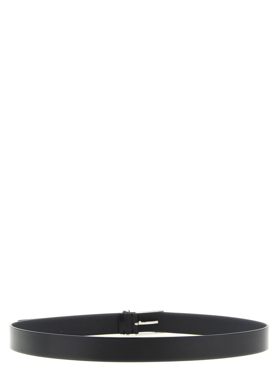Tom Ford Calfskin Leather Belt Black With Palladium T Buckle For Men