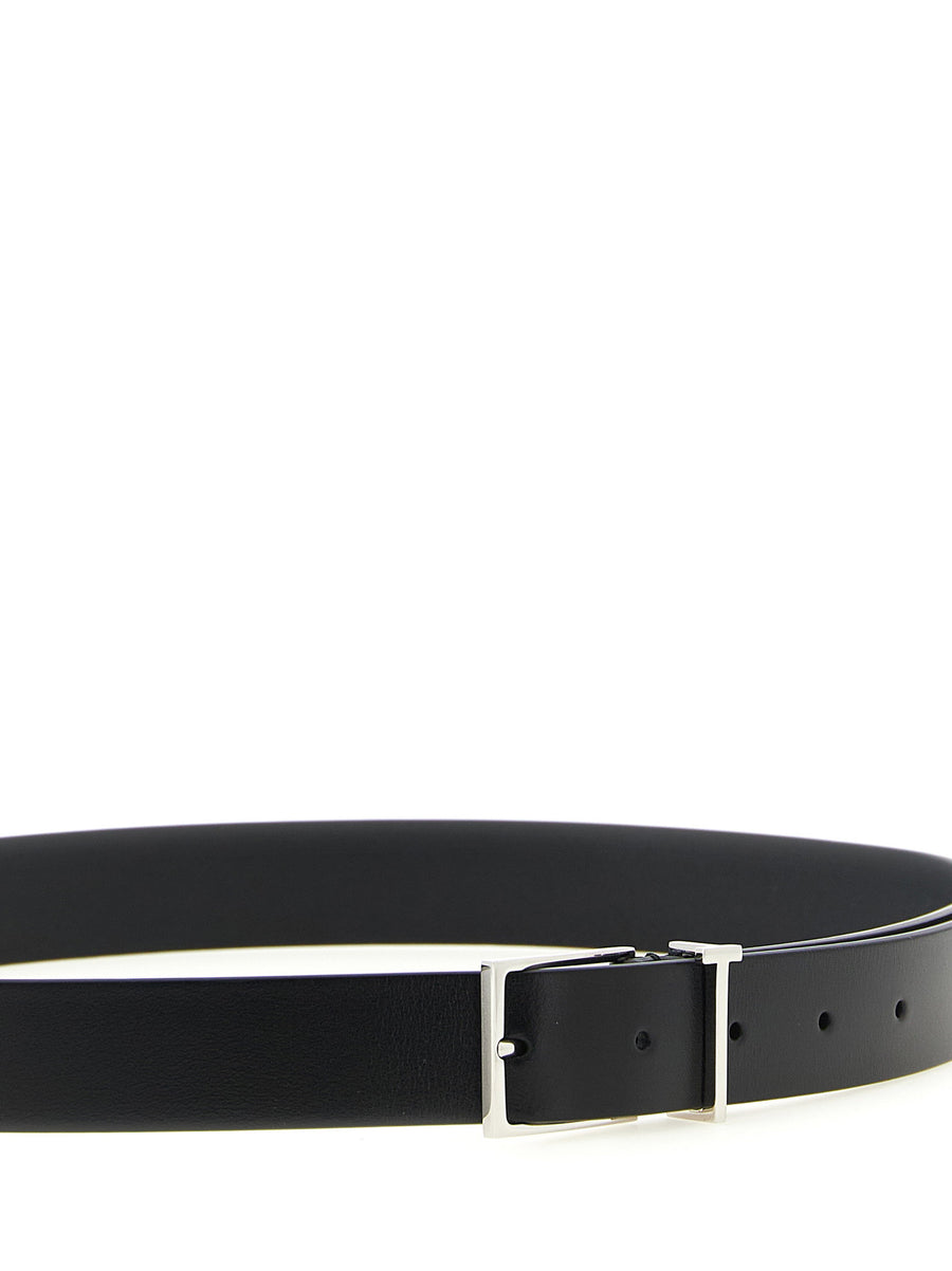 Tom Ford Calfskin Leather Belt Black With Palladium T Buckle For Men