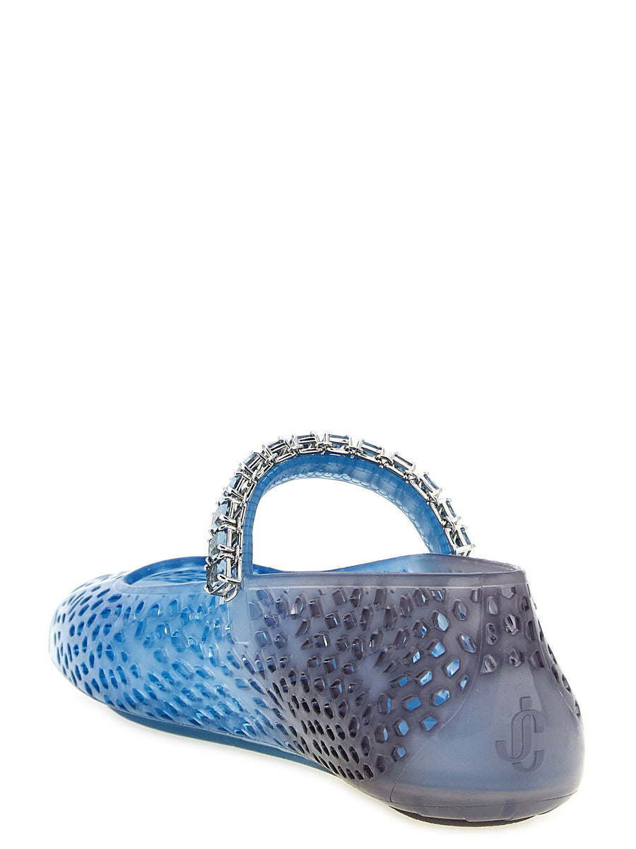 Jimmy Choo Jelly Ballet Flats Blue Gradient Openwork TPU Flat Shoes For Women