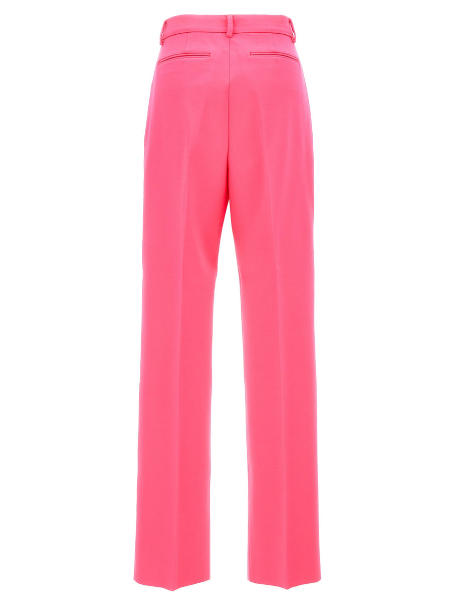 Sportmax Tibet Pants Luxurious Wide Leg Virgin Wool Trousers for Women in Fuchsia with Front Pleats