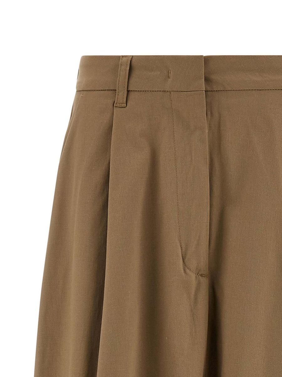 TheLatest Daisy Skirt Brown Long Cotton Gabardine With Pockets For Women Versatile Wardrobe Staple