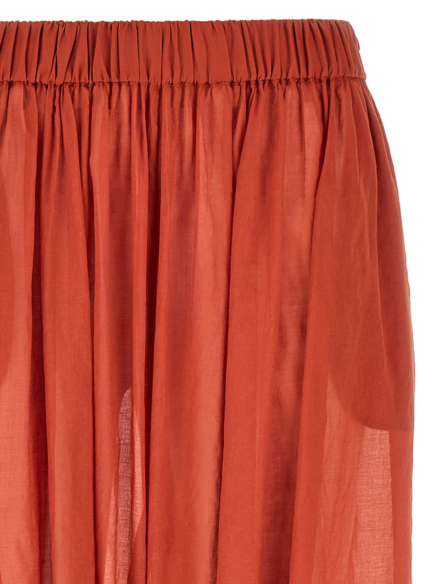 The Andamane Noor Pants For Women In Orange 100 Cotton Muslin Breathable Elastic Waist And Wide Leg