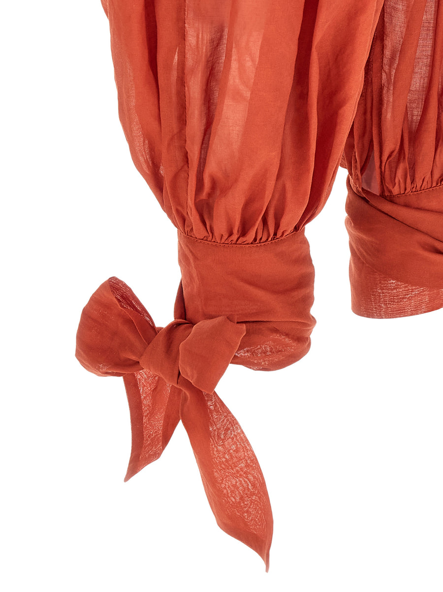 The Andamane Noor Pants For Women In Orange 100 Cotton Muslin Breathable Elastic Waist And Wide Leg