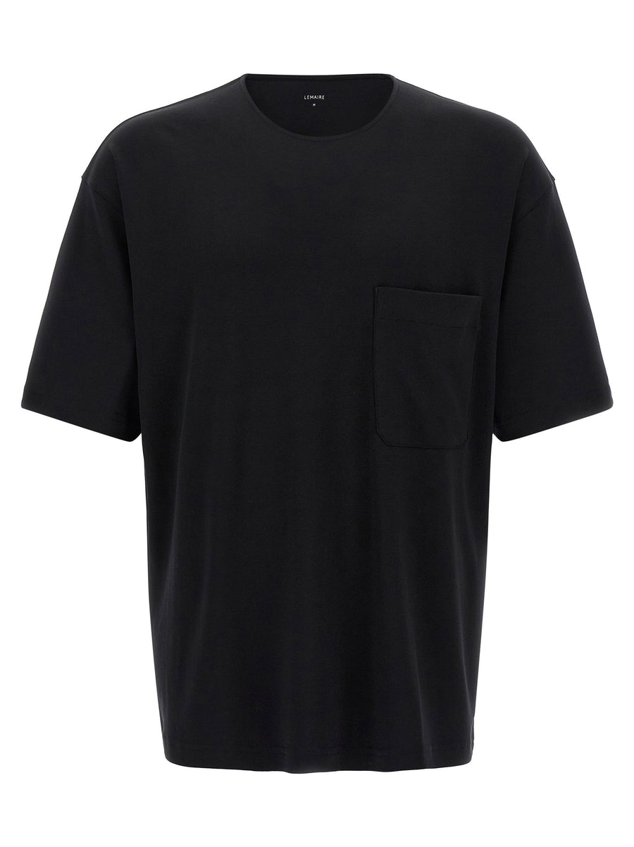 Lemaire Cotton Silk T Shirt for Men Luxurious Soft Blend With Chest Pocket Dropped Shoulders