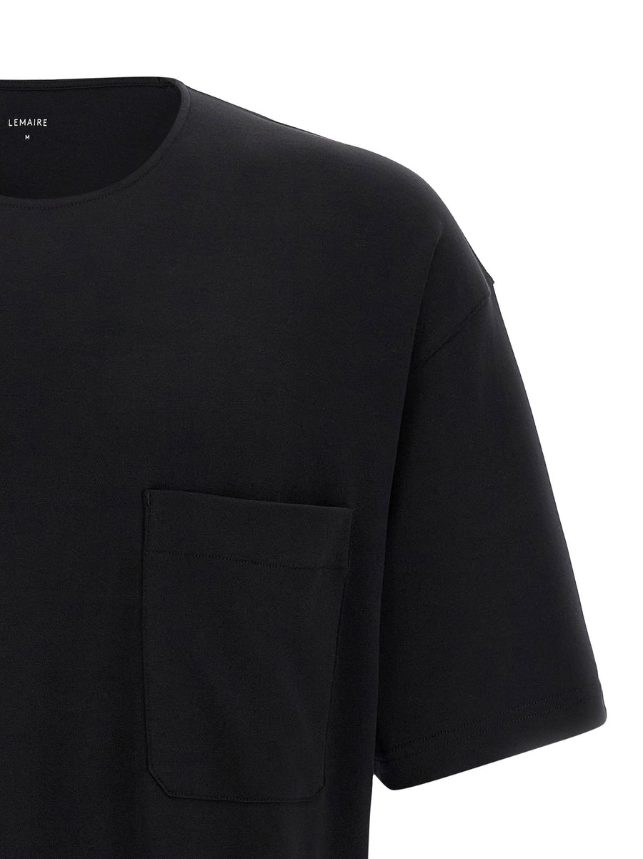 Lemaire Cotton Silk T Shirt for Men Luxurious Soft Blend With Chest Pocket Dropped Shoulders