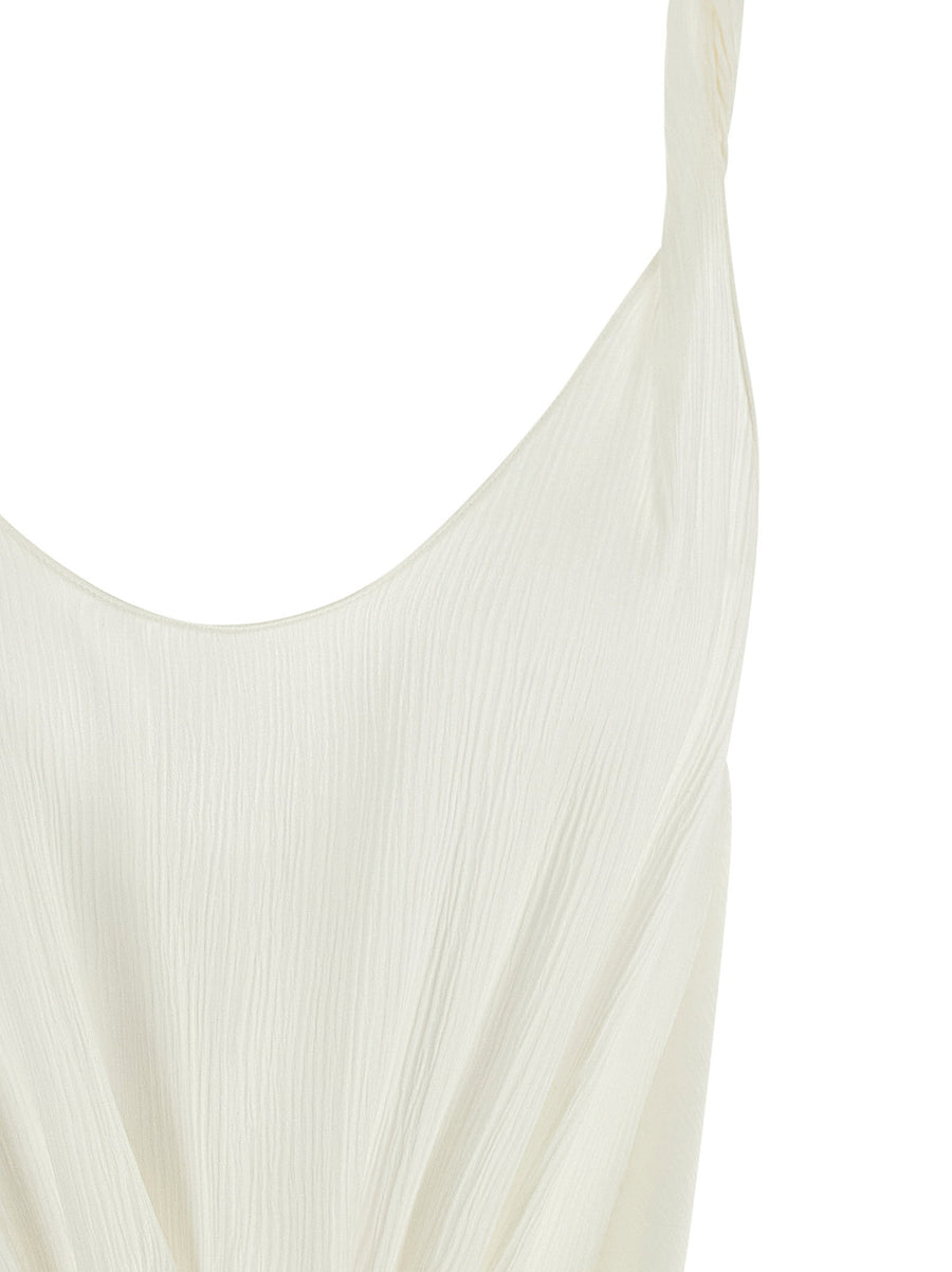 J.W. Anderson Front Knot Silk Top For Women White Luxury Sleeveless Evening Top Collection