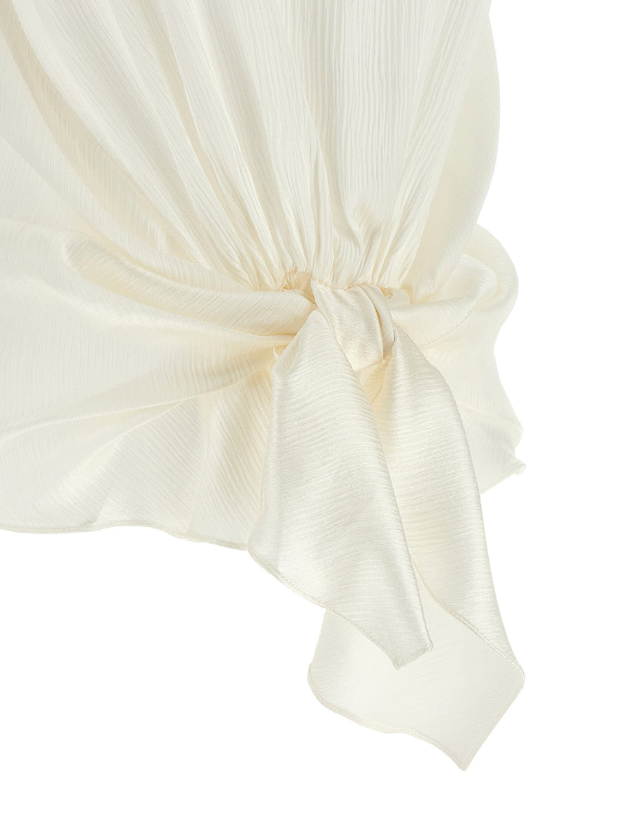 J.W. Anderson Front Knot Silk Top For Women White Luxury Sleeveless Evening Top Collection