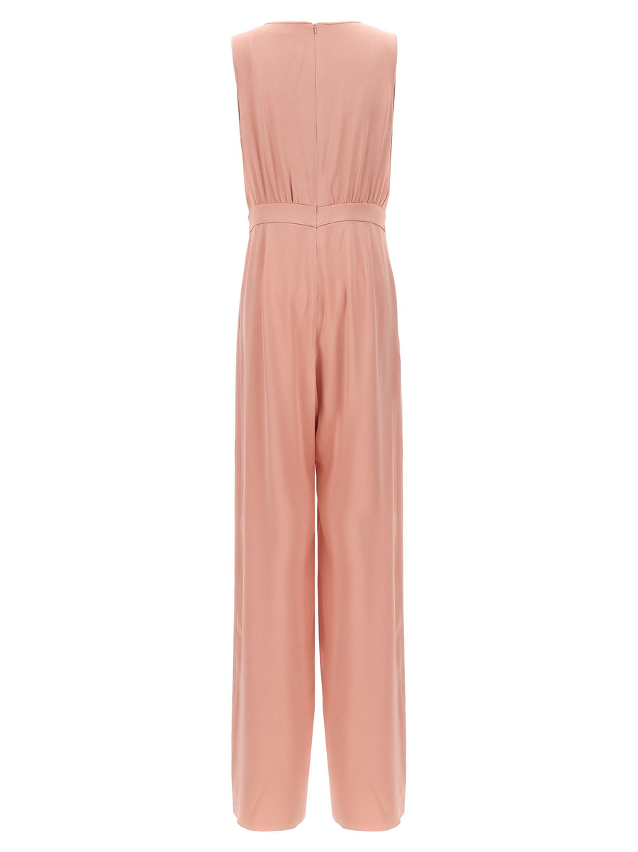 Max Mara Studio Tropea Jumpsuit For Women In Pink Satin Envers With Pockets And Timeless Luxury
