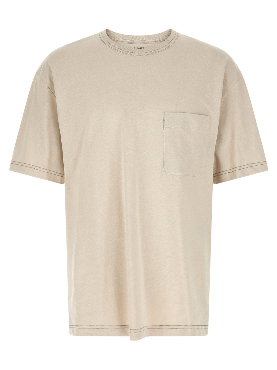 Lemaire Boxy T Shirt For Men Breathable Cotton Linen Blend With Breast Pocket And Side Slits