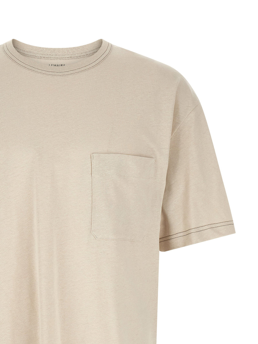 Lemaire Boxy T Shirt For Men Breathable Cotton Linen Blend With Breast Pocket And Side Slits