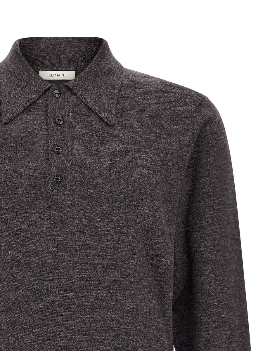 Lemaire Mouliné Wool Polo Shirt