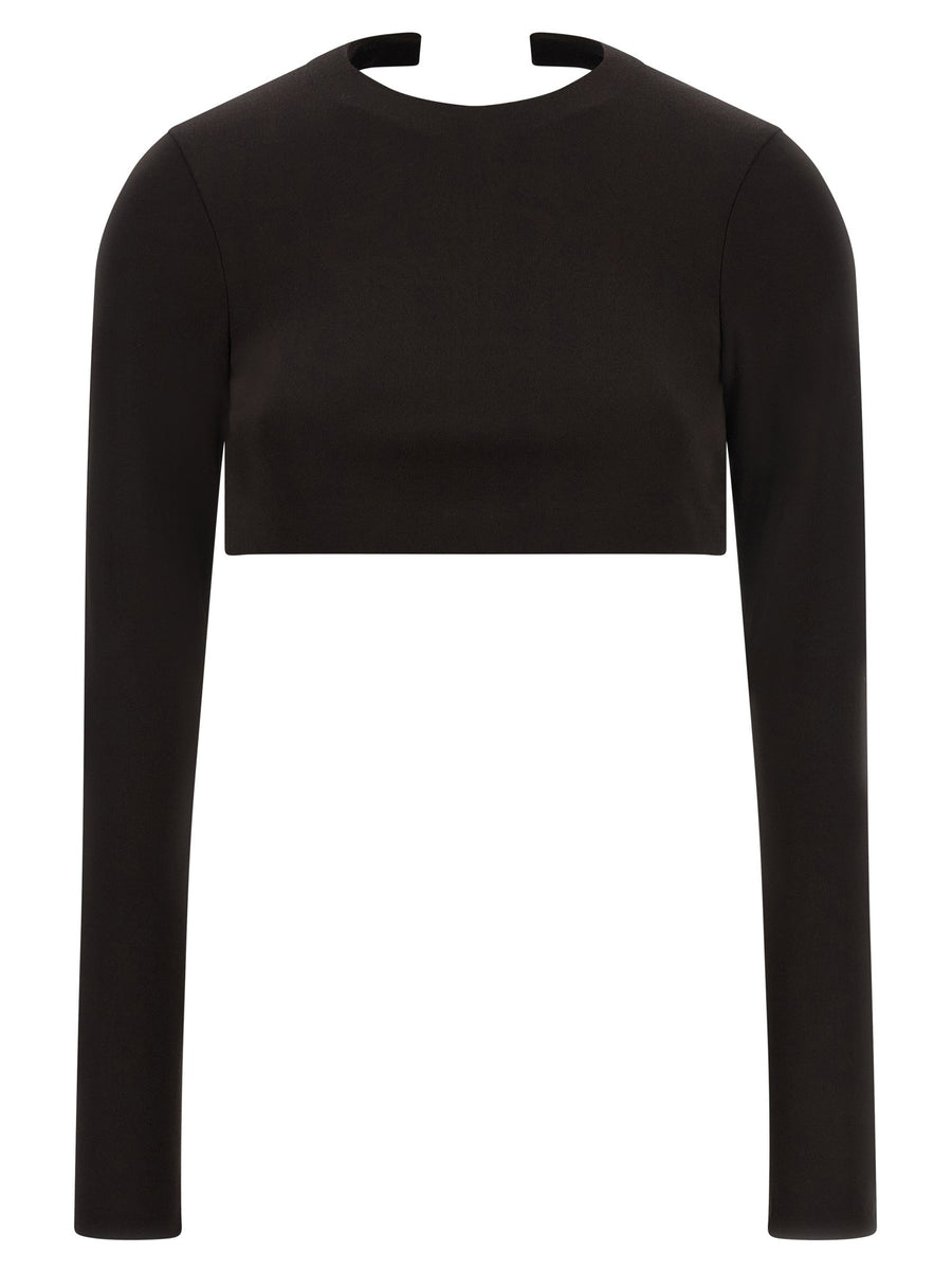 Tom Ford Impossible Top Backless Brown Crepe Jersey Crop For Women With Architectural Silhouette