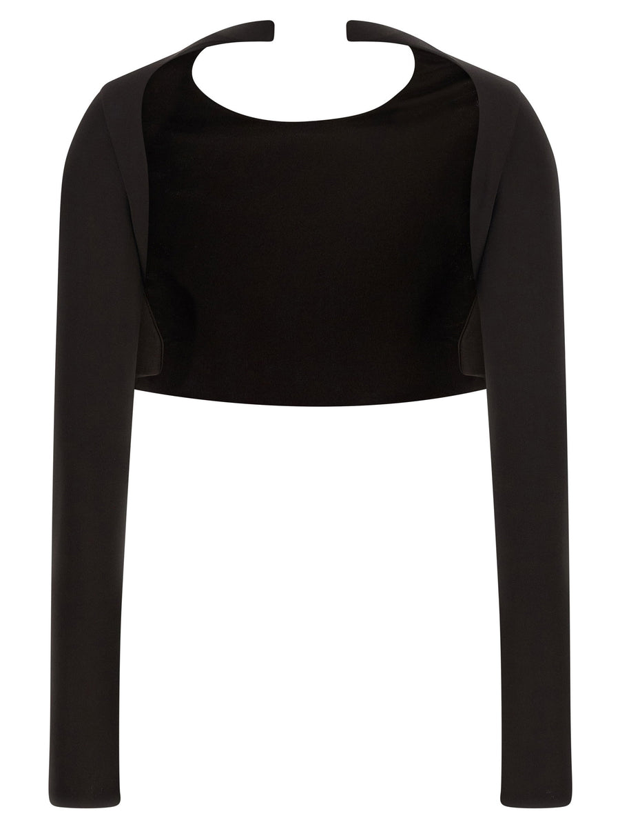 Tom Ford Impossible Top Backless Brown Crepe Jersey Crop For Women With Architectural Silhouette