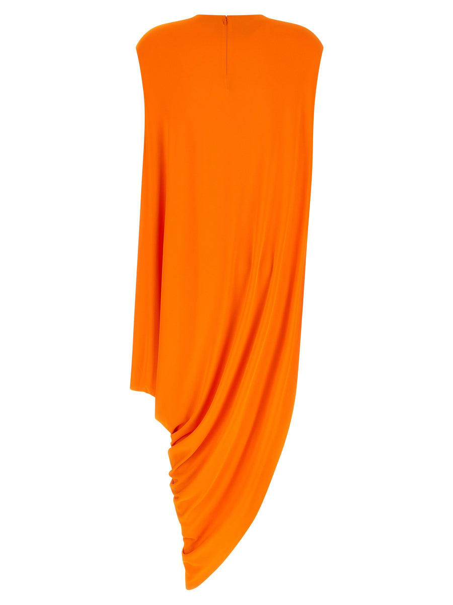 Tom Ford Impossible Asymmetric Cap Top For Women Luxury Dramatic Drape Orange Viscose With Concealed Zip