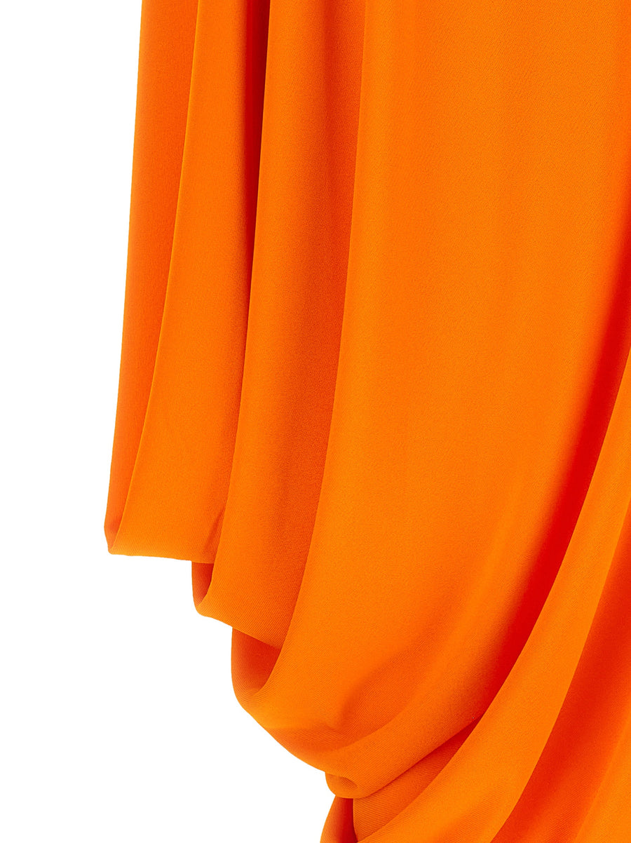 Tom Ford Impossible Asymmetric Cap Top For Women Luxury Dramatic Drape Orange Viscose With Concealed Zip
