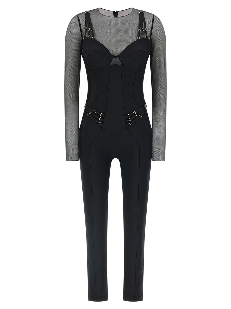 Elisabetta Franchi Jersey And Tulle Jumpsuit