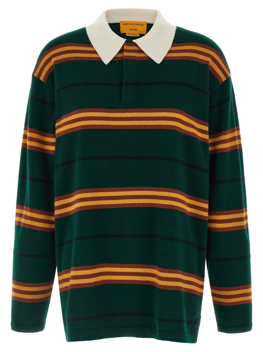 Guest In Residence Striped Rugby Polo Shirt