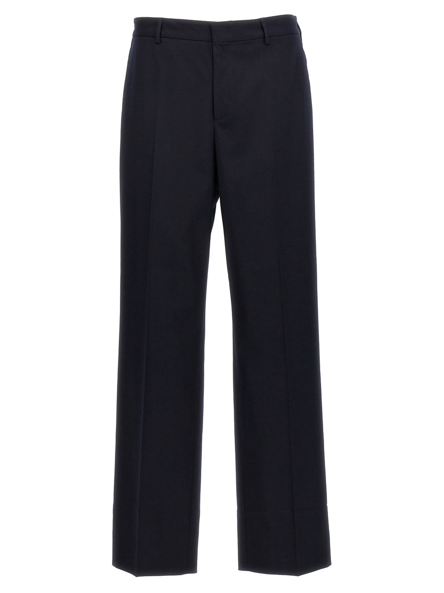 Cellar Door Nuv Pants Men's Blue Cotton Blend Trousers With Elastic Waistband Polished Silhouette