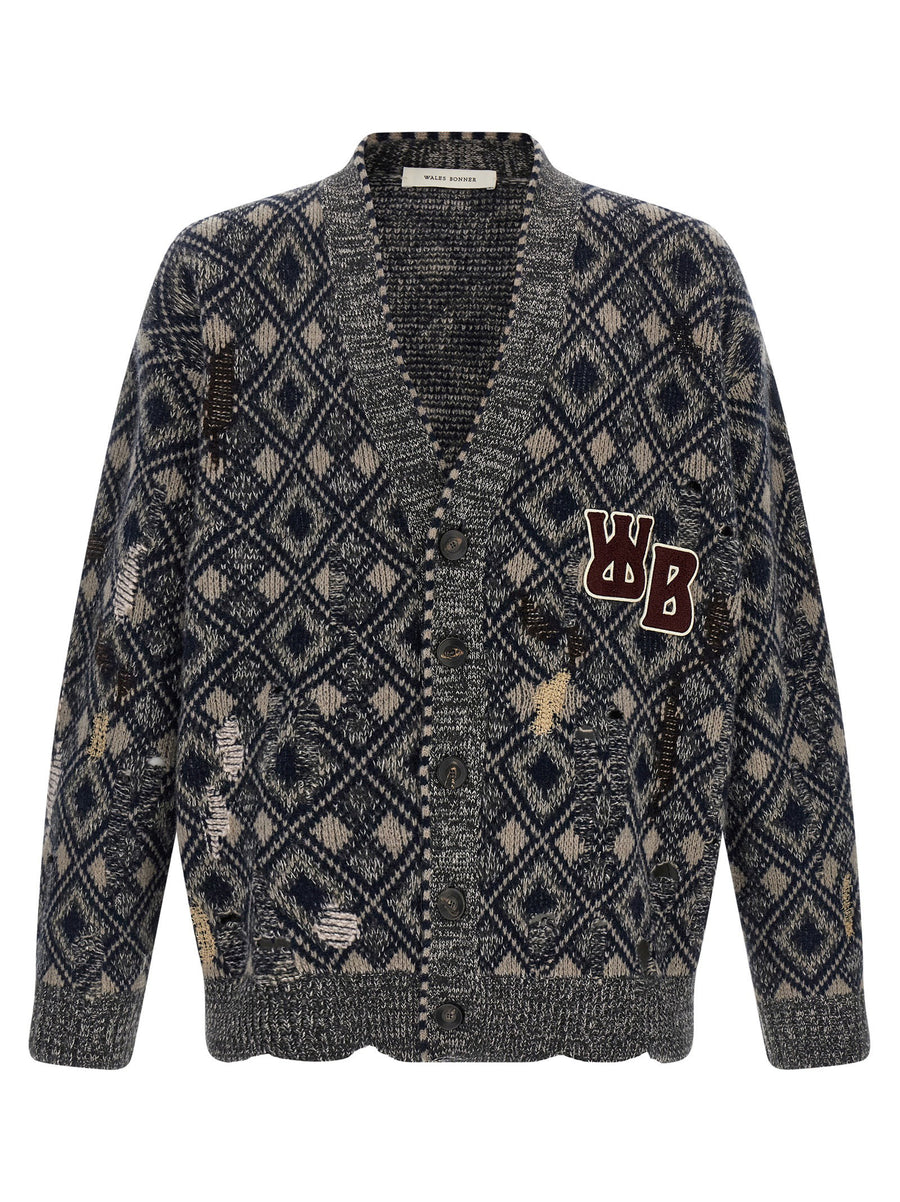 Wales Bonner Sibling Cardigan For Men Multicolor Merino Wool Handcrafted Luxury Knit