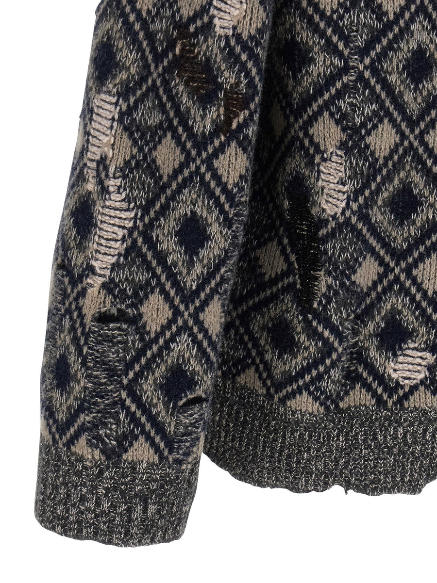 Wales Bonner Sibling Cardigan For Men Multicolor Merino Wool Handcrafted Luxury Knit