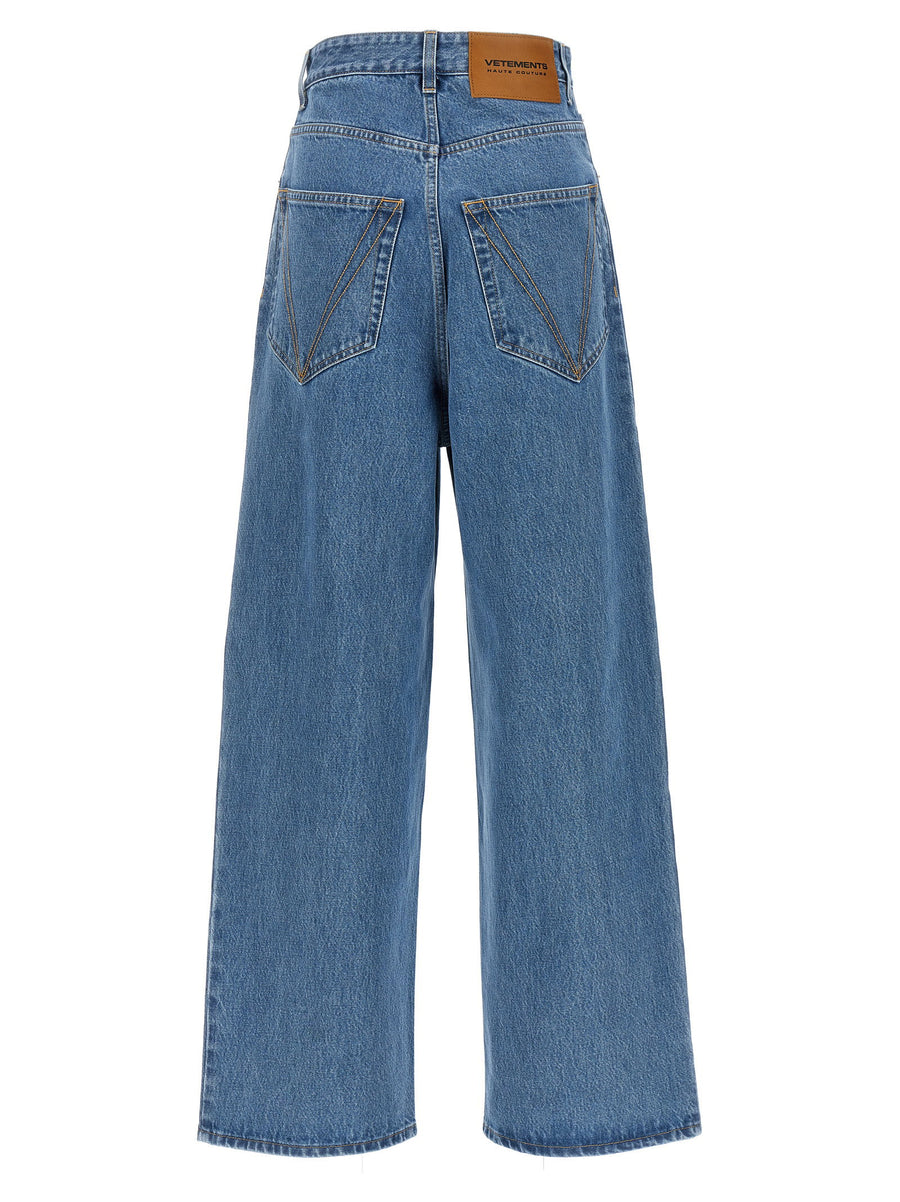 Vetements Baggy Jeans For Women In Blue 100 Percent Cotton Denim High Rise Wide Leg Iconic Luxury Streetwear