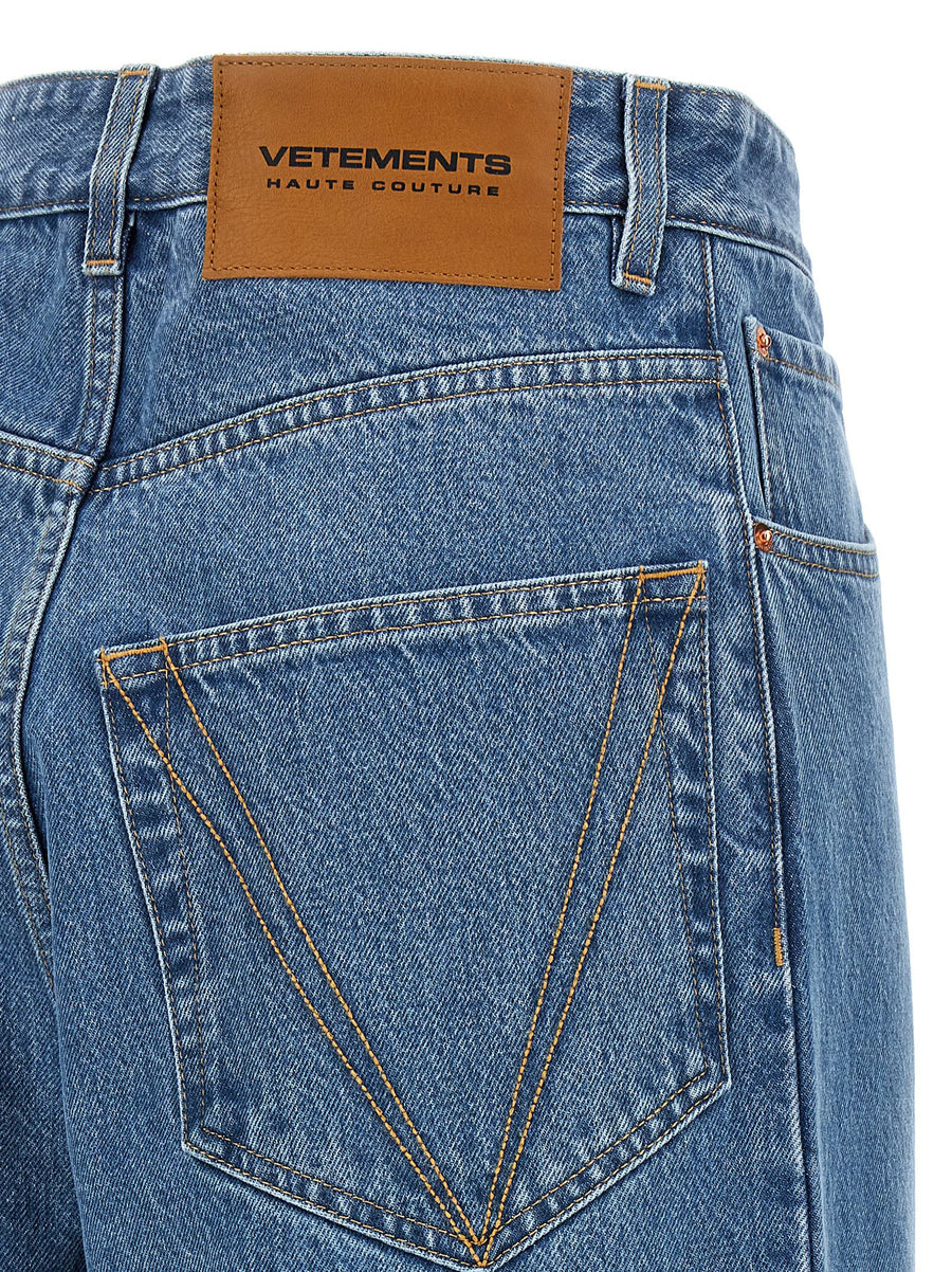 Vetements Baggy Jeans For Women In Blue 100 Percent Cotton Denim High Rise Wide Leg Iconic Luxury Streetwear