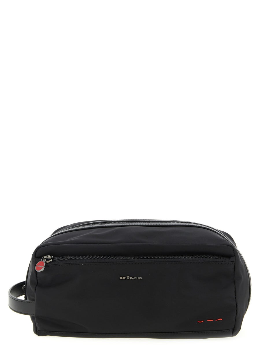 Kiton Nylon Beauty Case Travel Organizer for Men with Durable Leather Accents and Discreet Branding