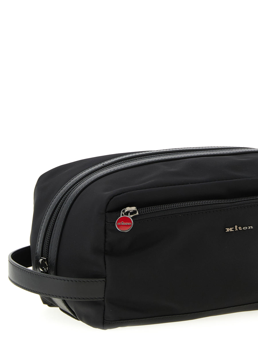 Kiton Nylon Beauty Case Travel Organizer for Men with Durable Leather Accents and Discreet Branding