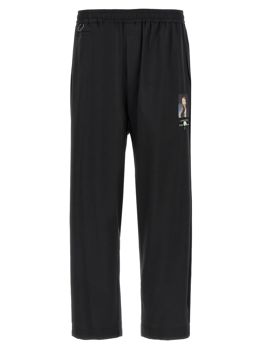 Undercover Uc1e4519 Wool Blend Trousers For Men With Beaded Embroidery And Jacquard Patch