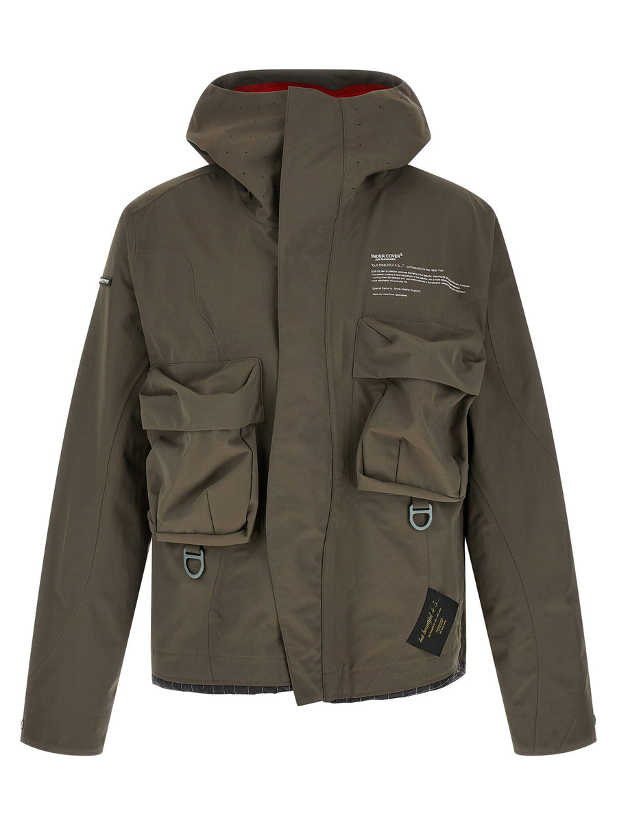 Undercover Technical Parka For Men Weatherproof Nylon Jacket With Built In Hood And Windproof Rainproof Protection