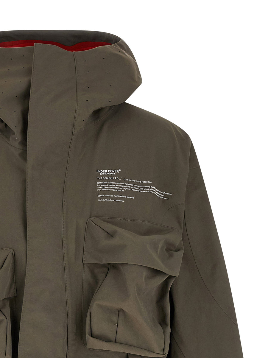 Undercover Technical Parka For Men Weatherproof Nylon Jacket With Built In Hood And Windproof Rainproof Protection