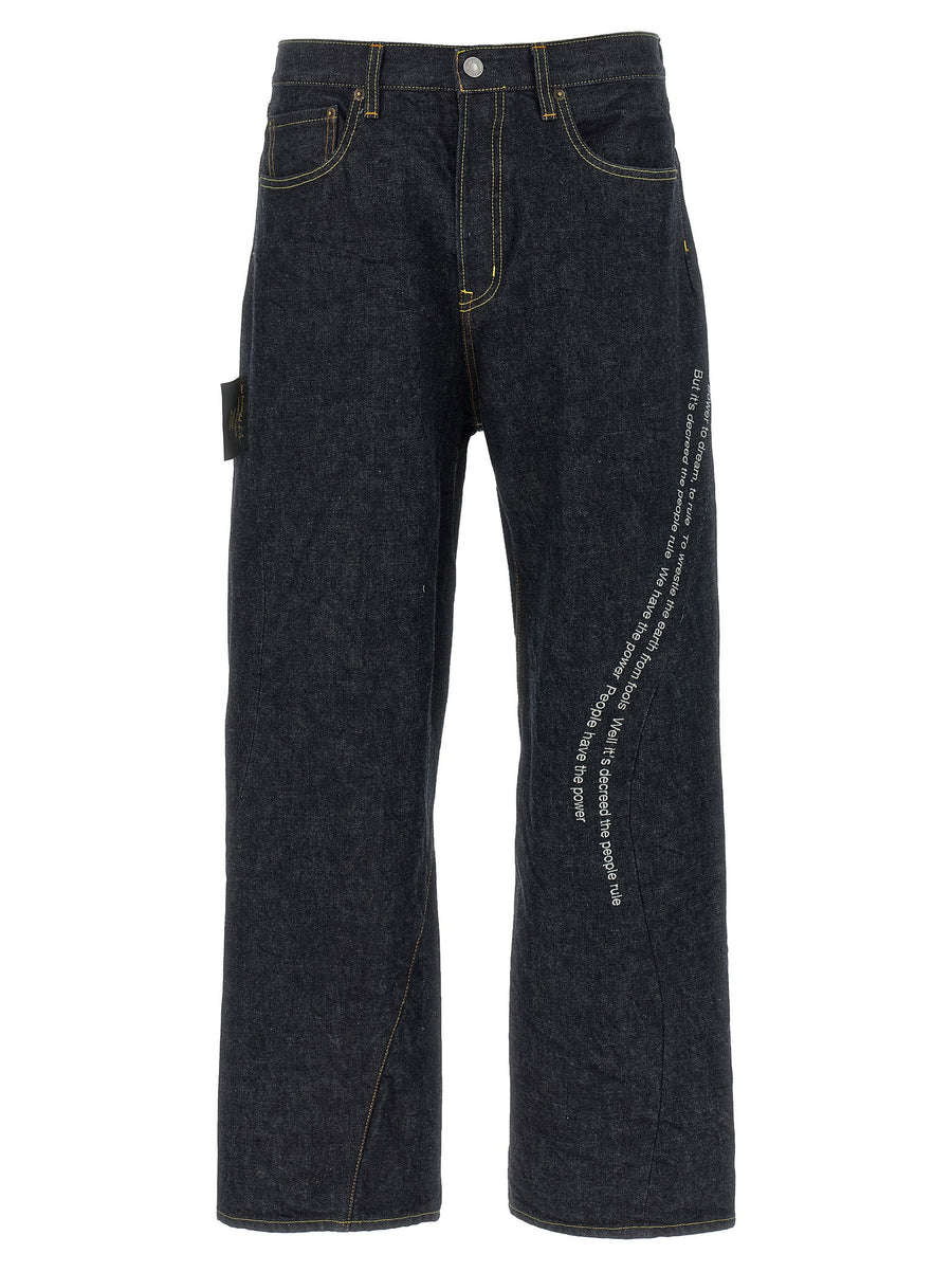 Undercover People Have The Power Jeans For Men Oversized Rigid Denim With Patti Smith Side Embroidery