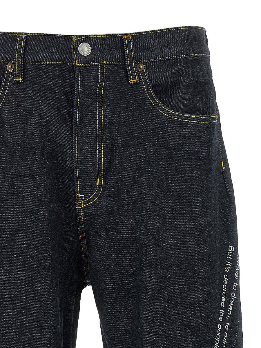 Undercover People Have The Power Jeans For Men Oversized Rigid Denim With Patti Smith Side Embroidery