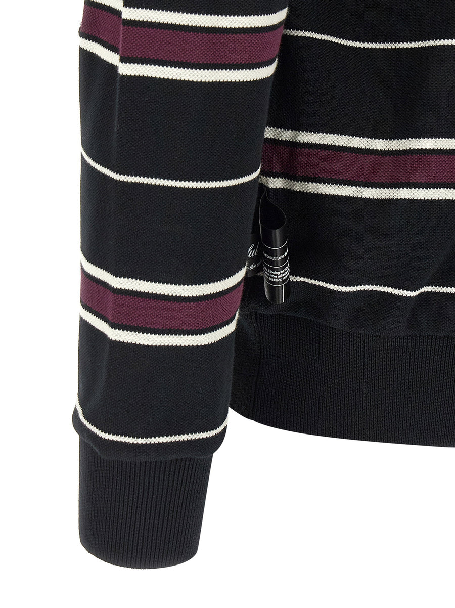 Undercover Long Sleeve Polo Shirt For Men Premium Cotton Pique Multicolor Striped Patch Pocket Front Button