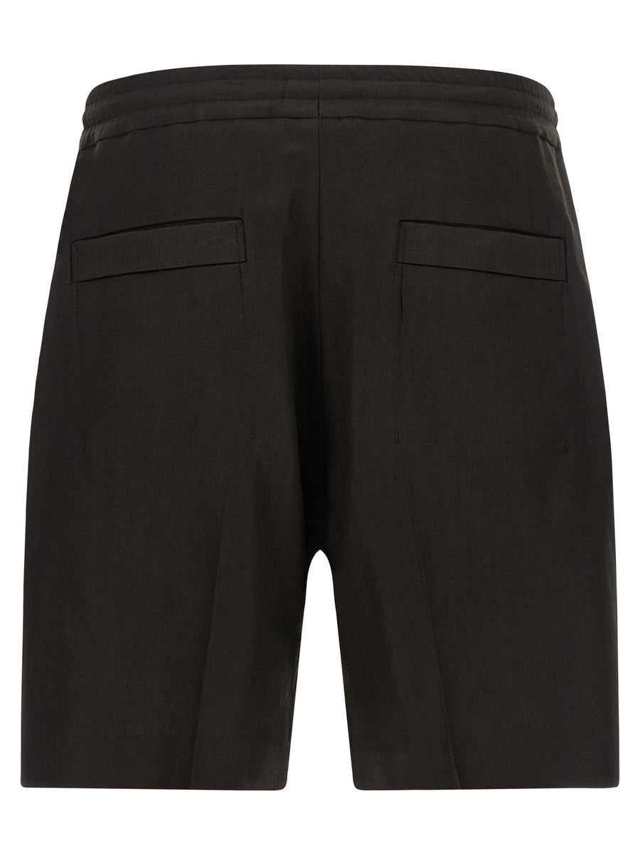 Zegna Linen Bermuda Shorts For Men Elastic Waistband Pleated Front Polished Look Breathable