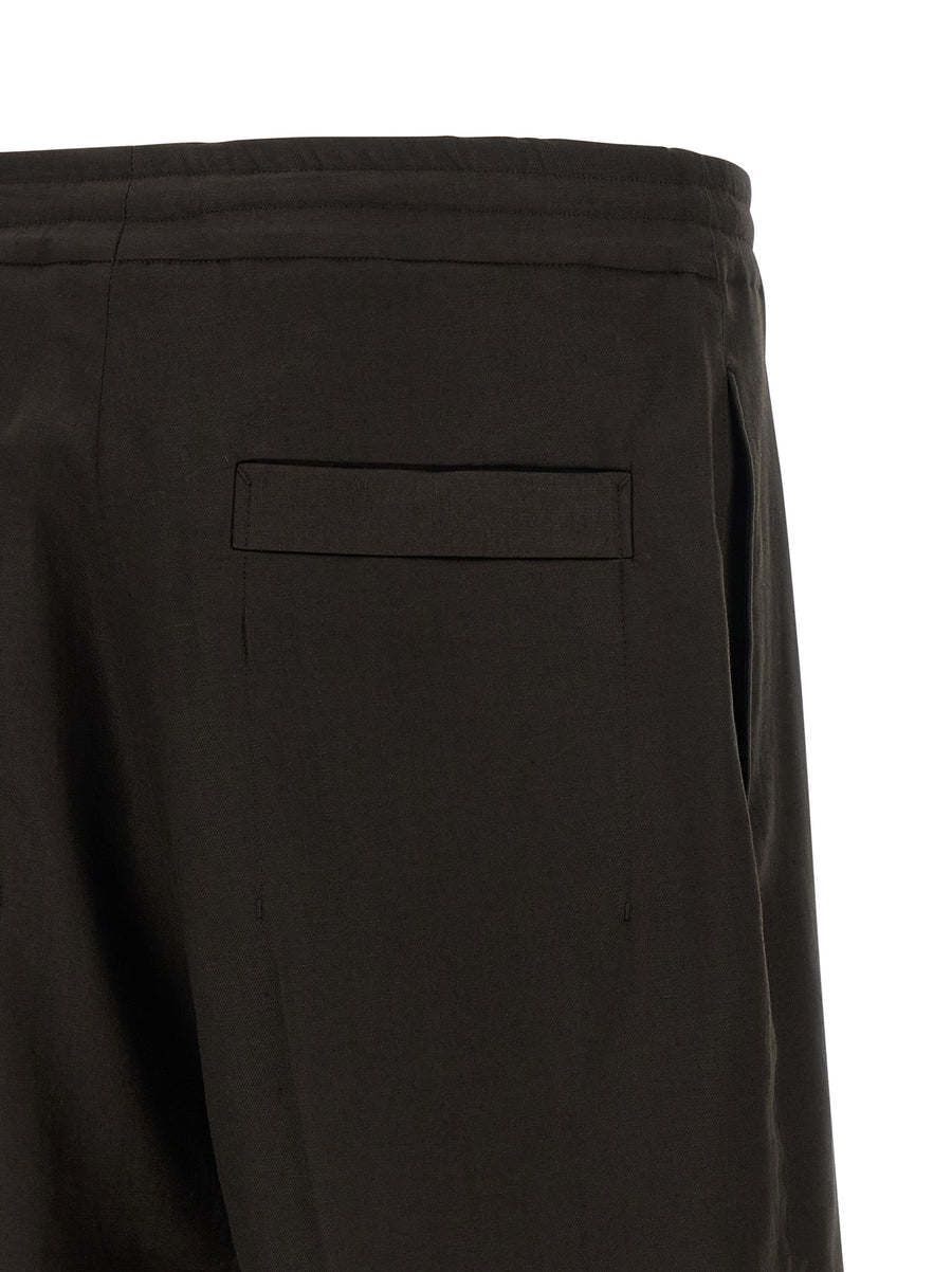 Zegna Linen Bermuda Shorts For Men Elastic Waistband Pleated Front Polished Look Breathable