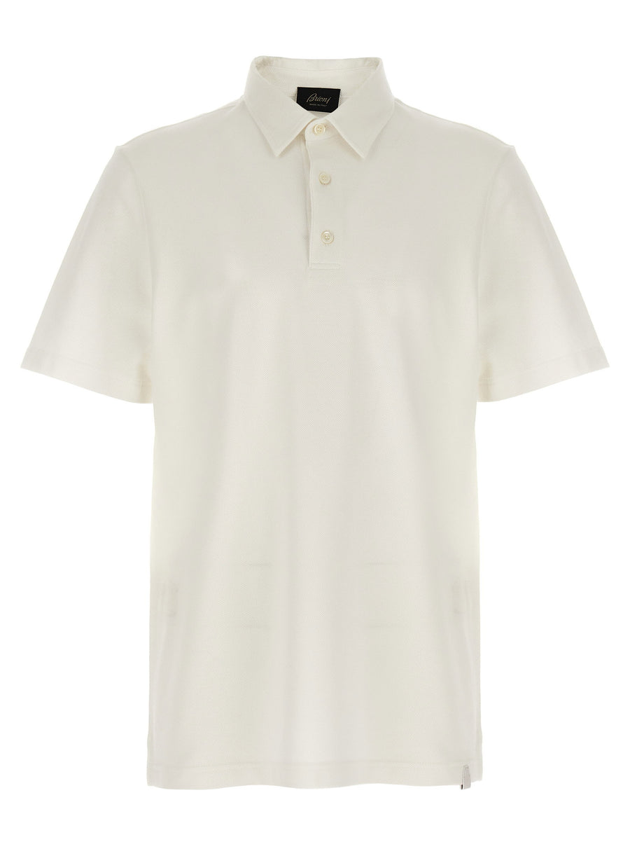 Brioni White Cotton Polo Shirt 100 Percent Cotton Luxury GOTS Certified For Men