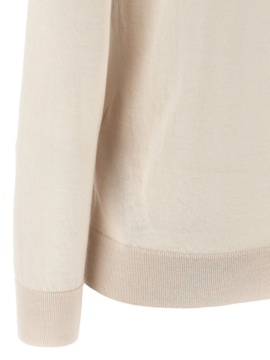 Brioni Cashmere Silk Polo Shirt for Women, Luxurious 70/30 Knit, Soft Hand, Refined Drape, Beige