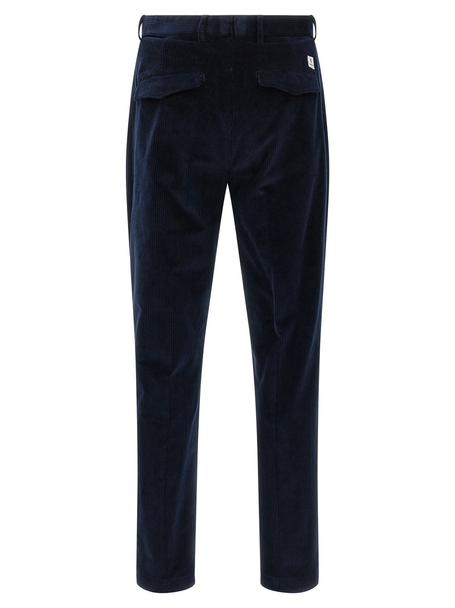 Department 5 Prince Blue Corduroy Cropped Trousers Front Zip Closure
