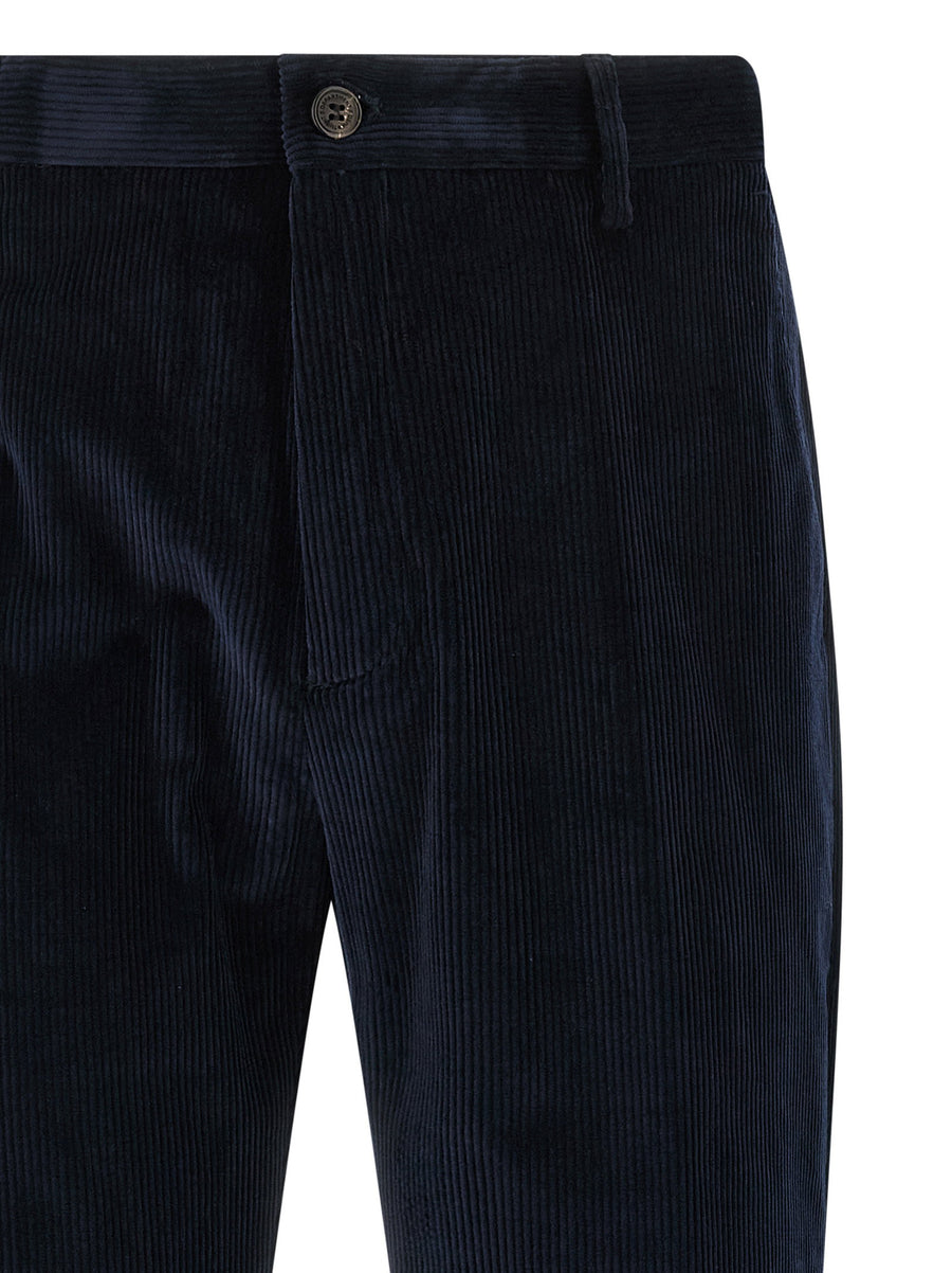 Department 5 Prince Blue Corduroy Cropped Trousers Front Zip Closure