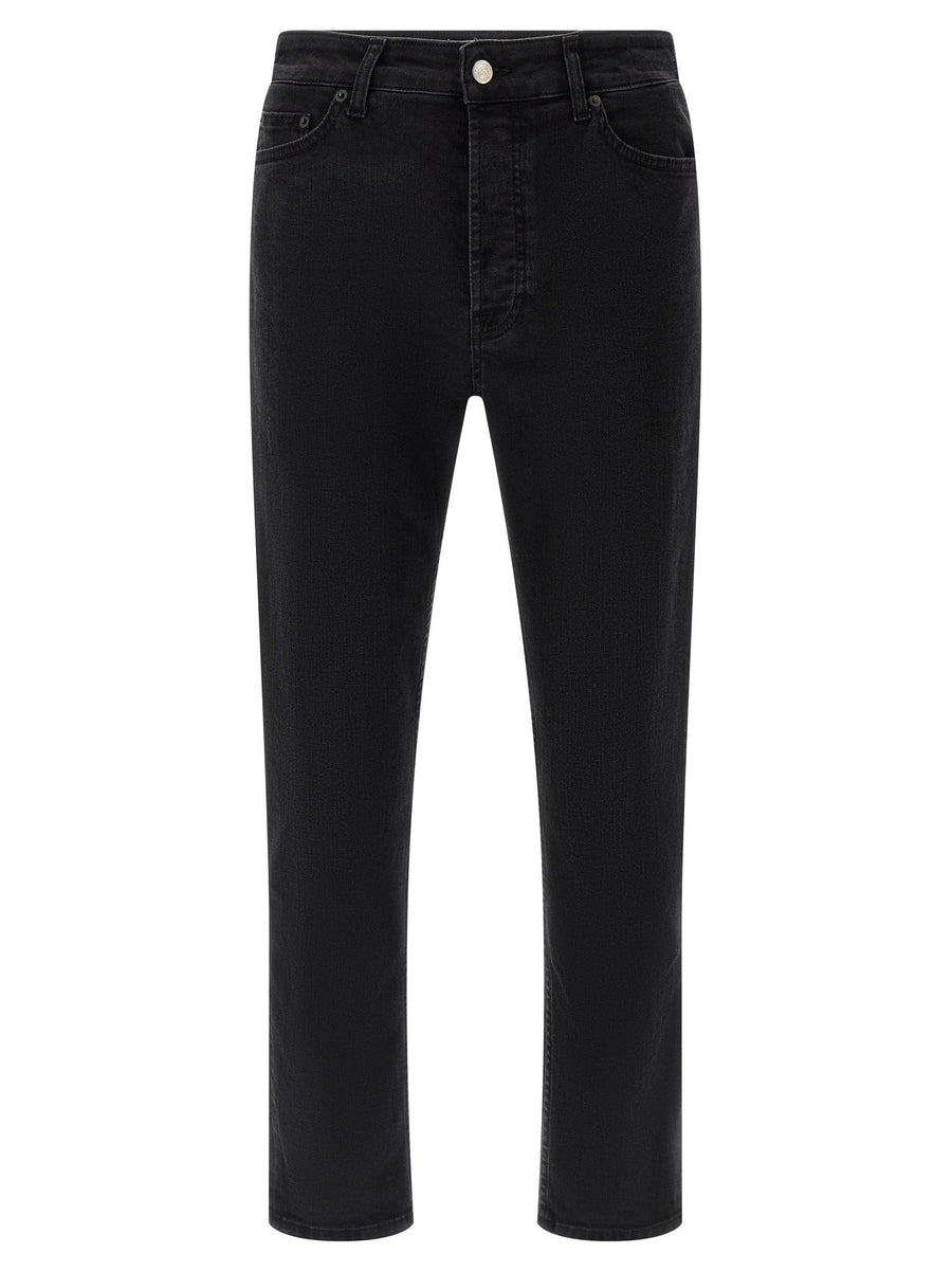 Department 5 Men's Cropped Denim Jeans With Elastane Stretch For Versatile Daily Wear Garment Dyed Black