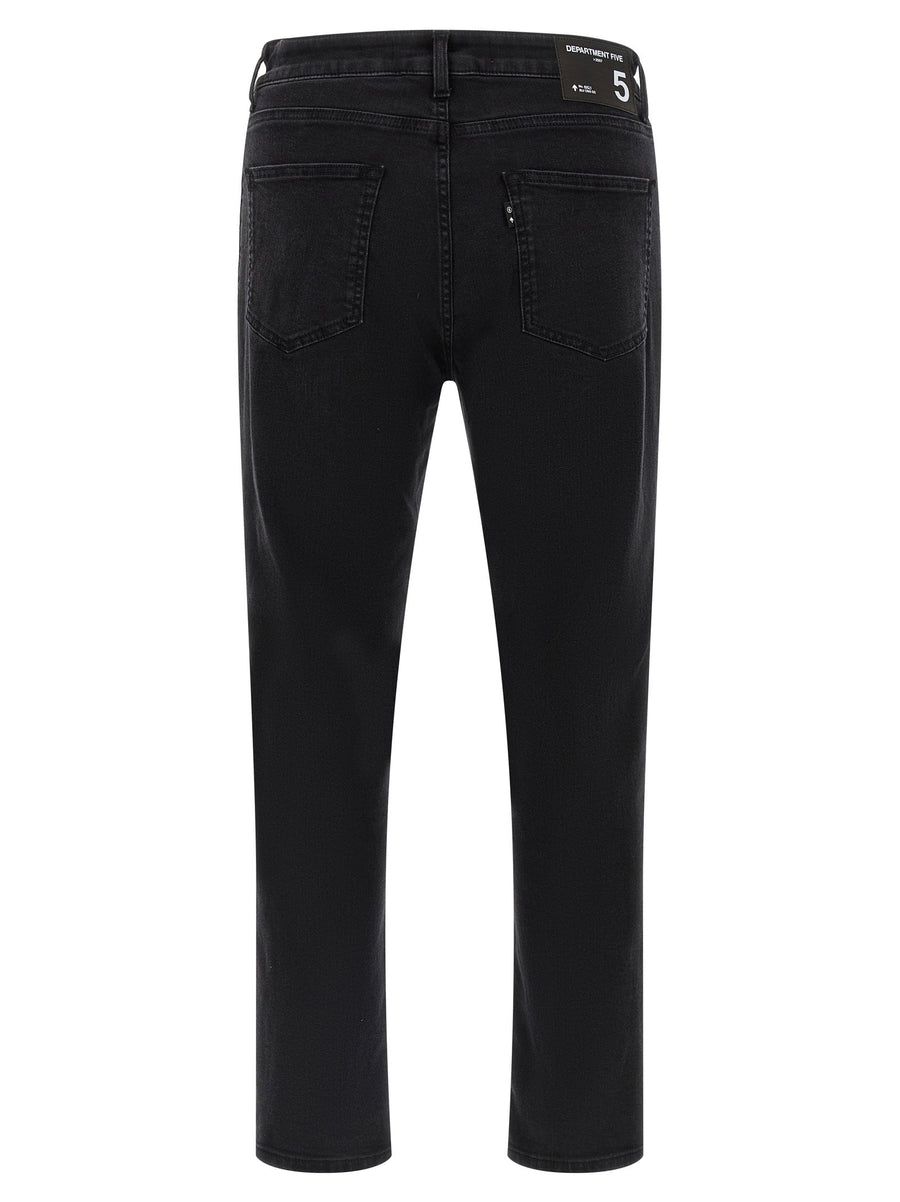 Department 5 Men's Cropped Denim Jeans With Elastane Stretch For Versatile Daily Wear Garment Dyed Black