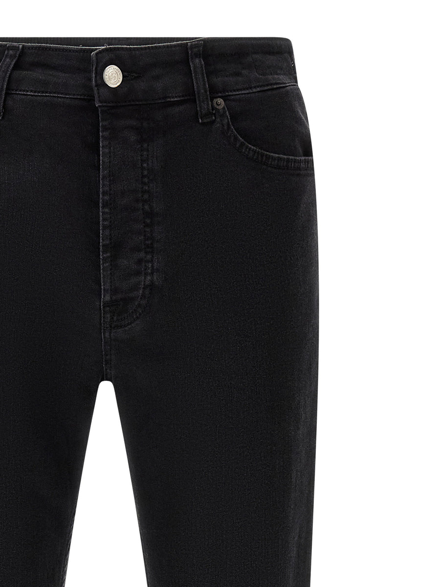 Department 5 Men's Cropped Denim Jeans With Elastane Stretch For Versatile Daily Wear Garment Dyed Black
