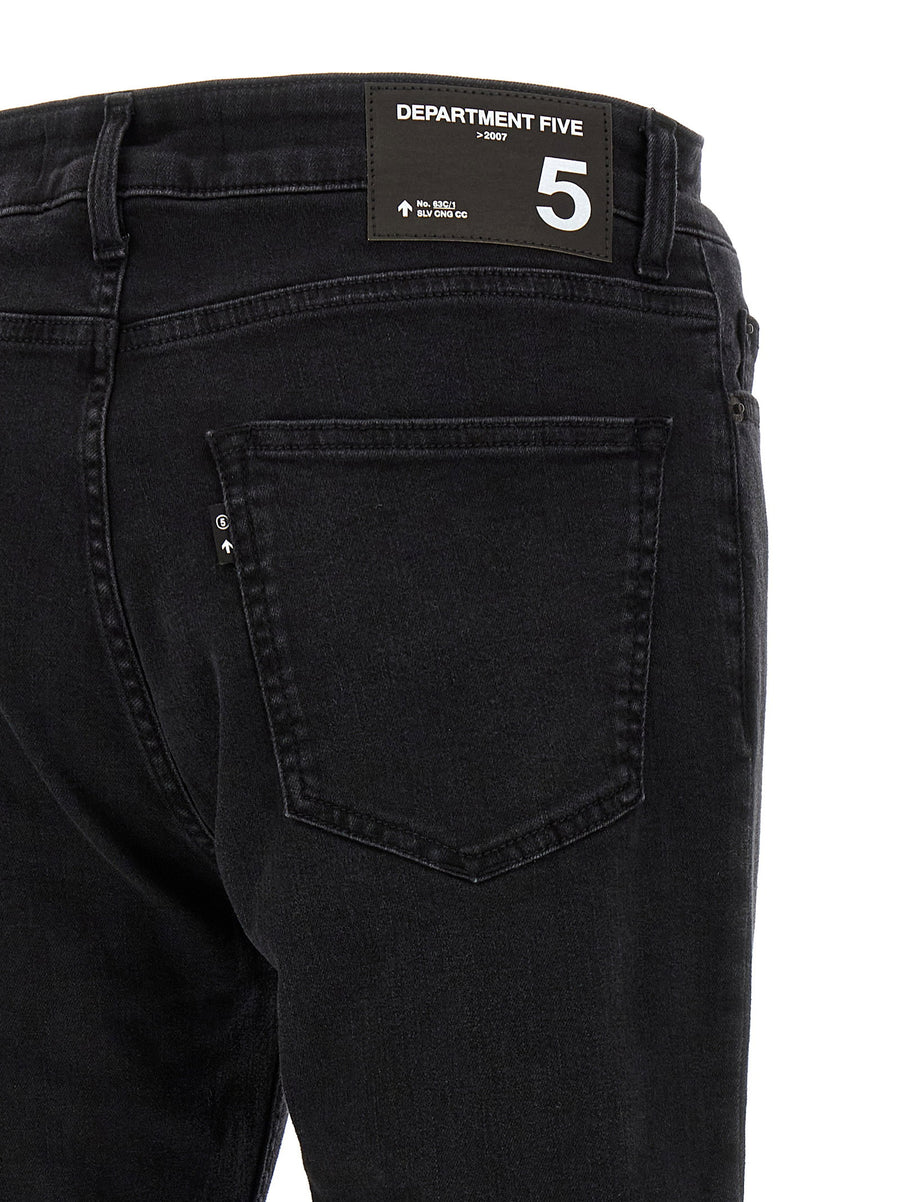 Department 5 Men's Cropped Denim Jeans With Elastane Stretch For Versatile Daily Wear Garment Dyed Black