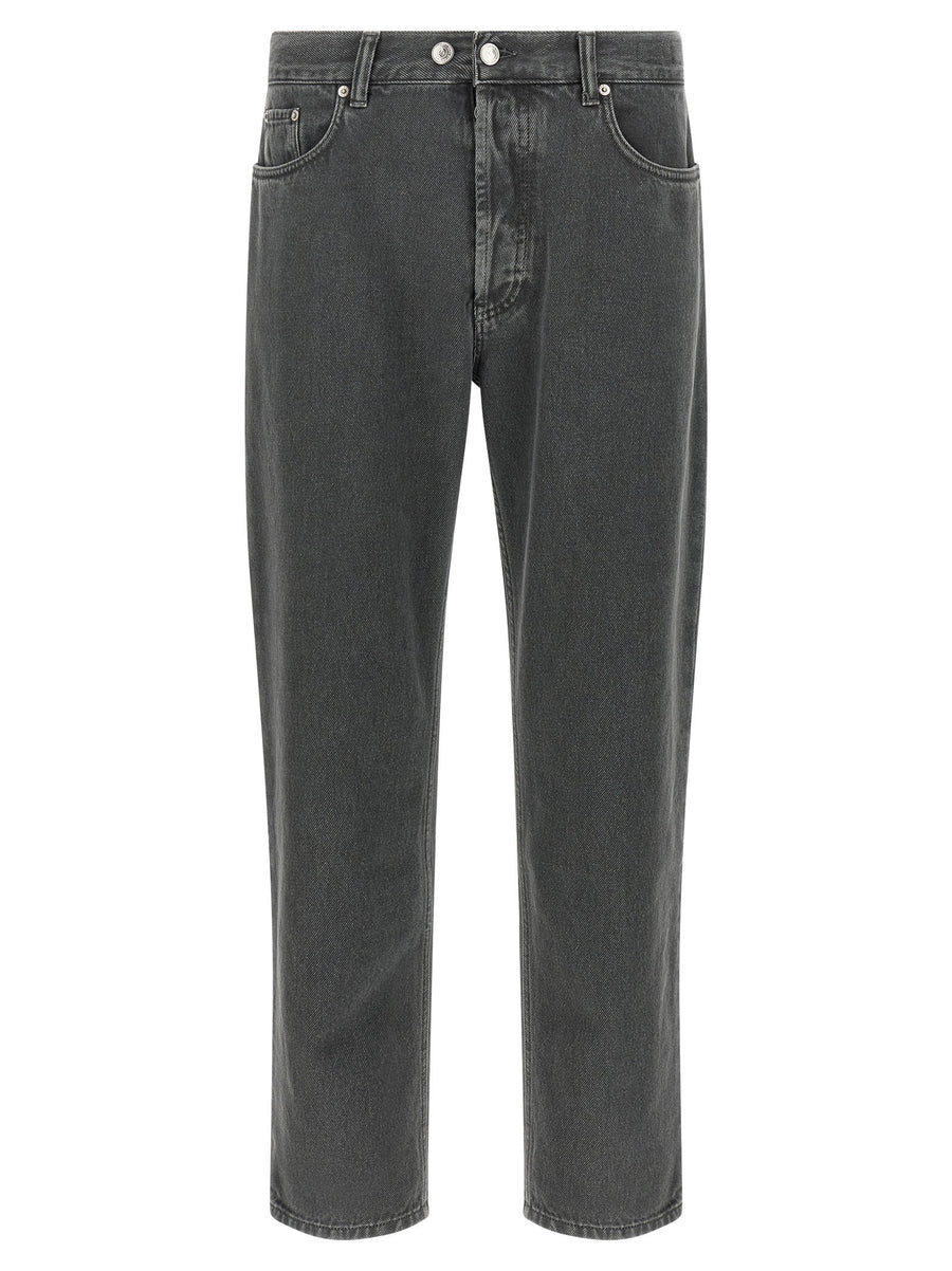 Department 5 Musso Jeans For Men Premium Gray Garment-Dyed Cropped Denim With Tapered Straight Leg